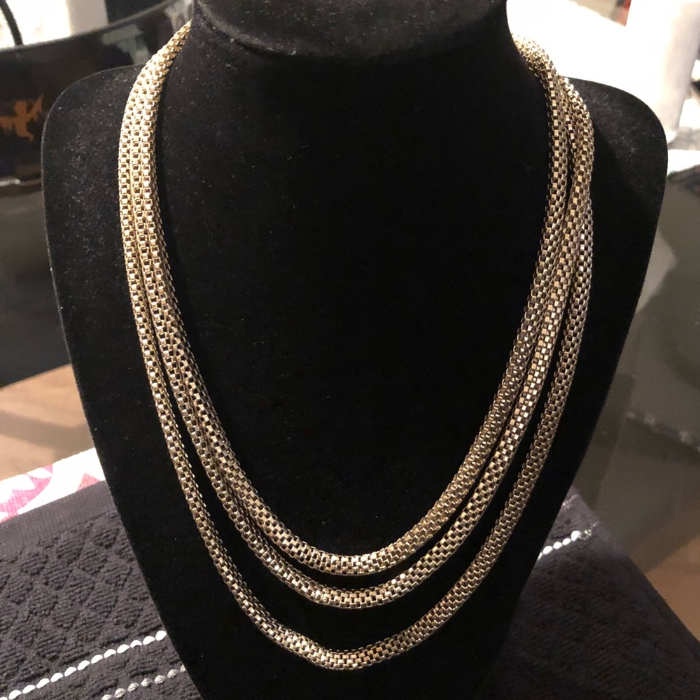 Multiple layer gold chain necklace